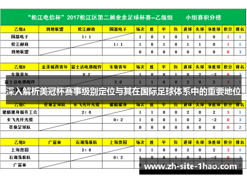 深入解析美冠杯赛事级别定位与其在国际足球体系中的重要地位